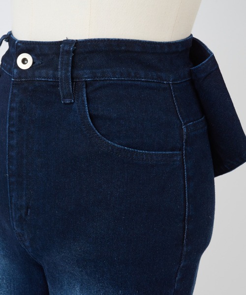 新品 ナイスクラップ バックリボン ハイウエスト デニム パンツ 新作 セール】バックリボンデニムパンツ（デニムパンツ）｜one after