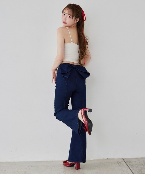 one after another NICE CLAUPバックリボンデニムパンツ セール】バックリボンデニムパンツ（デニムパンツ）｜one after