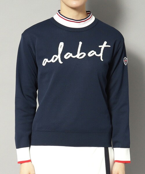 アダバット adabat ジャカードチェック柄 クルーネックセーター