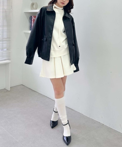 archives（アルシーヴ）の「フェイクレザーミドルブルゾン（ブルゾン・レディース・アイボリー/ブラック・MEDIUM）」の9枚目の写真