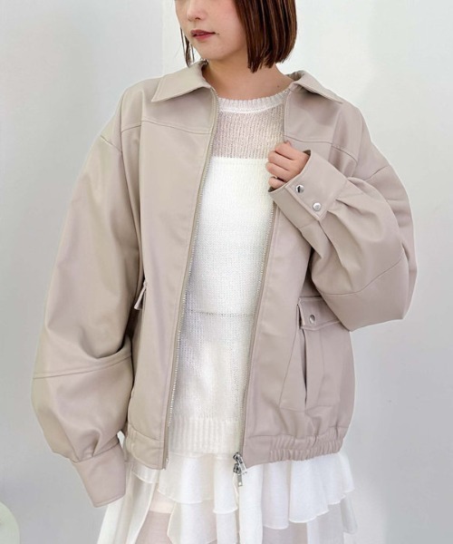 archives（アルシーヴ）の「フェイクレザーミドルブルゾン（ブルゾン・レディース・アイボリー/ブラック・MEDIUM）」の13枚目の写真