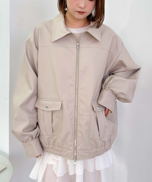 archives（アルシーヴ）の「フェイクレザーミドルブルゾン（ブルゾン・レディース・アイボリー/ブラック・MEDIUM）」の18枚目の写真