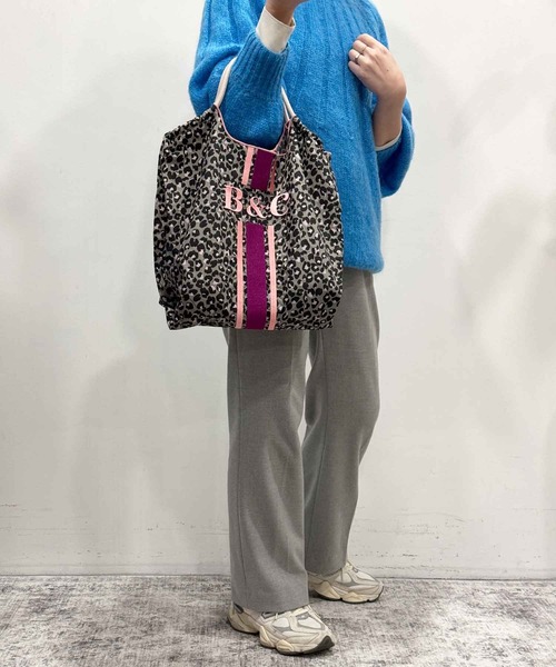 Ball&Chain（ボールアンドチェーン）の「[Ball&Chain]shopping bag-LEOPARD LINE(M)（エコバッグ/サブバッグ・レディース・ベージュ/グレー・M）」の13枚目の写真