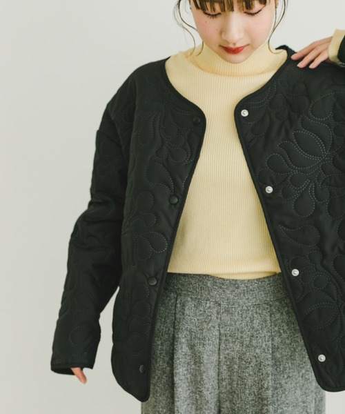 ITEMS URBANRESEARCH（アイテムズ アーバンリサーチ）の「ノーカラー刺繍ブルゾン（ブルゾン・レディース・ブラック/ベージュ・FREE）」の19枚目の写真