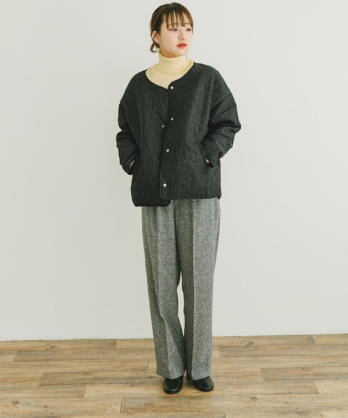ITEMS URBANRESEARCH（アイテムズ アーバンリサーチ）の「ノーカラー刺繍ブルゾン（ブルゾン・レディース・ブラック/ベージュ・FREE）」の21枚目の写真
