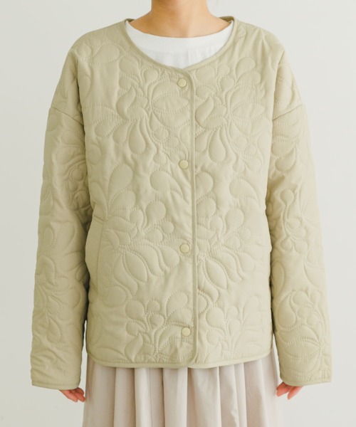 ITEMS URBANRESEARCH（アイテムズ アーバンリサーチ）の「ノーカラー刺繍ブルゾン（ブルゾン・レディース・ブラック/ベージュ・FREE）」の5枚目の写真