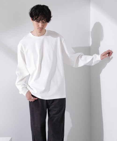 NANO universe(ナノユニバース)の「アンチスメル BIG クルーネックTシャツ 長袖(Tシャツ/カットソー・メンズ・ホワイト/ベージュ/ネイビー/ブラック・M/L)」の18枚目の写真