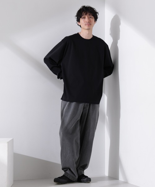 NANO universe(ナノユニバース)の「アンチスメル BIG クルーネックTシャツ 長袖(Tシャツ/カットソー・メンズ・ホワイト/ベージュ/ネイビー/ブラック・M/L)」の9枚目の写真