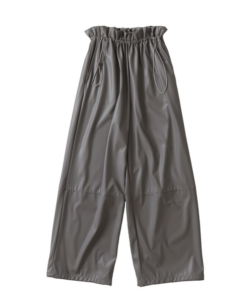 DRESSLAVE(ドレスレイブ)の「drawstring smooth leather like wide pants(ドローストリングスムースレザーライクワイドパンツ)(その他パンツ・レディース・グレー/ブラウン・38)」の1枚目の写真