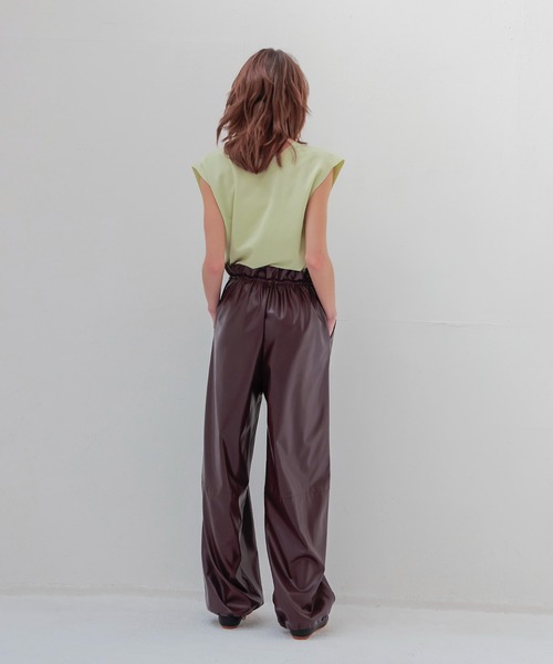 DRESSLAVE(ドレスレイブ)の「drawstring smooth leather like wide pants(ドローストリングスムースレザーライクワイドパンツ)(その他パンツ・レディース・グレー/ブラウン・38)」の10枚目の写真