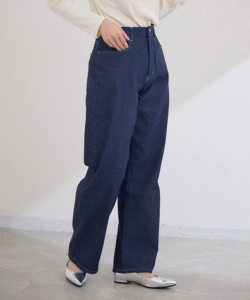 KATHARINE ROSS(キャサリンロス)の「【KATHARINE ROSS】お腹ペタンコ見えワイドデニムパンツ(デニムパンツ・レディース・ブルー/ネイビー・MEDIUM/LARGE)」の2枚目の写真
