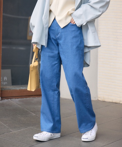 KATHARINE ROSS(キャサリンロス)の「【KATHARINE ROSS】お腹ペタンコ見えワイドデニムパンツ(デニムパンツ・レディース・ブルー/ネイビー・MEDIUM/LARGE)」の1枚目の写真