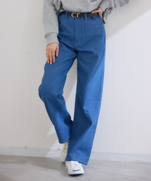KATHARINE ROSS(キャサリンロス)の「【KATHARINE ROSS】お腹ペタンコ見えワイドデニムパンツ(デニムパンツ・レディース・ブルー/ネイビー・MEDIUM/LARGE)」の4枚目の写真