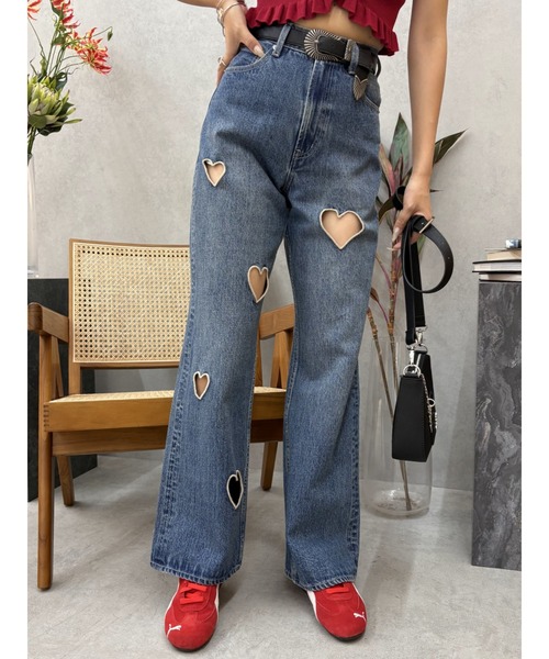 EVRIS（エヴリス）の「ハートカッティングワイドデニムパンツ（デニム