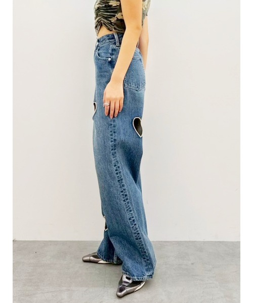 EVRIS ハートカッティングワイドデニムパンツ セール】ハートカッティングワイドデニムパンツ(デニムパンツ