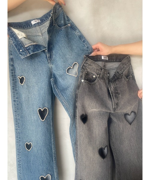 ハートカッティングワイドデニムパンツ（デニムパンツ）｜EVRIS