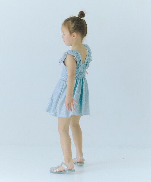 green label relaxing(グリーンレーベルリラクシング)の「GLR コバナガラ ワンピース/ 水着/ キッズ 100cm-130cm(水着・キッズ・クリーム/ライトブルー/ライラック・100cm/110cm/120cm/130cm)」の2枚目の写真