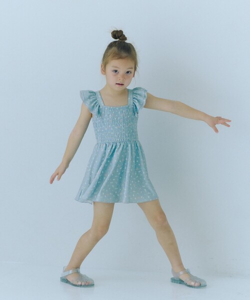 green label relaxing(グリーンレーベルリラクシング)の「GLR コバナガラ ワンピース/ 水着/ キッズ 100cm-130cm(水着・キッズ・クリーム/ライトブルー/ライラック・100cm/110cm/120cm/130cm)」の5枚目の写真