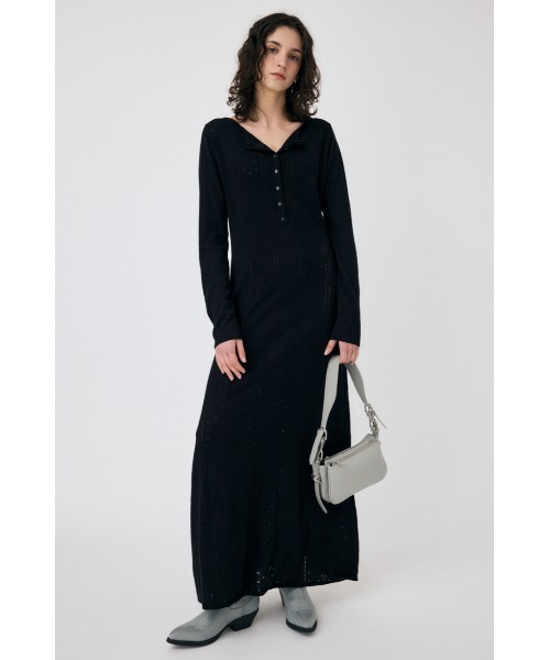 MOUSSY（マウジー）の「POINTELLE マキシドレス（ワンピース・レディース・ブラック/チャコールグレー/キナリ・FREE）」の2枚目の写真