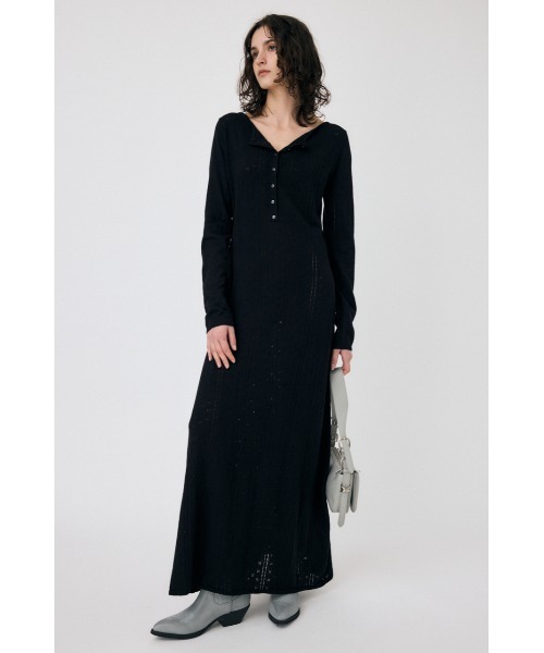 MOUSSY（マウジー）の「POINTELLE マキシドレス（ワンピース・レディース・ブラック/チャコールグレー/キナリ・FREE）」の6枚目の写真