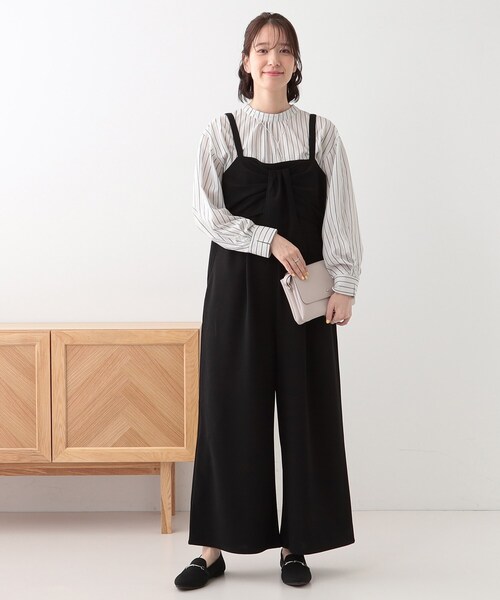 DRESKIP(ドレスキップ)の「【S-LL】リボン風キャミサロペット(サロペット/オーバーオール・レディース・チャコールグレー/ベージュ/ブラック・01/02/03/04)」の8枚目の写真