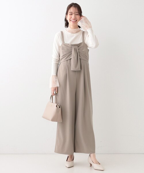 DRESKIP(ドレスキップ)の「【S-LL】リボン風キャミサロペット(サロペット/オーバーオール・レディース・チャコールグレー/ベージュ/ブラック・01/02/03/04)」の12枚目の写真