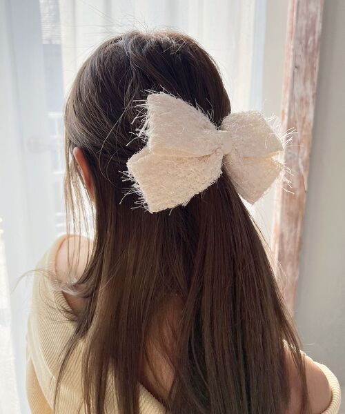 MAJESTIC LEGON（マジェスティックレゴン）の「ツイードバレッタ（バレッタ/ヘアクリップ・レディース・ブラック/アイボリー・FREE）」の3枚目の写真