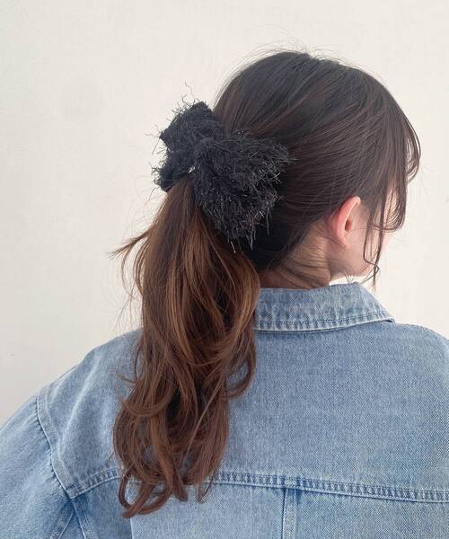 MAJESTIC LEGON（マジェスティックレゴン）の「ツイードバレッタ（バレッタ/ヘアクリップ・レディース・ブラック/アイボリー・FREE）」の4枚目の写真