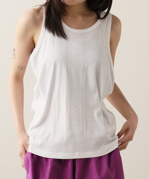 MILLER（ミラー）の「R.P.miller/ミラー Panel ribed tank top タンクトップ（タンクトップ・レディース・ホワイト/ミント/ホワイト×ブルー/ブラック/グレー・M/L/XL）」の2枚目の写真