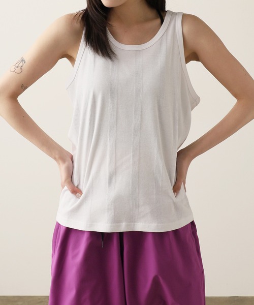MILLER（ミラー）の「R.P.miller/ミラー Panel ribed tank top タンクトップ（タンクトップ・レディース・ホワイト/ミント/ホワイト×ブルー/ブラック/グレー・M/L/XL）」の21枚目の写真