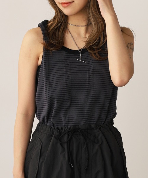 MILLER（ミラー）の「R.P.miller/ミラー Panel ribed tank top タンクトップ（タンクトップ・レディース・ホワイト/ミント/ホワイト×ブルー/ブラック/グレー・M/L/XL）」の7枚目の写真