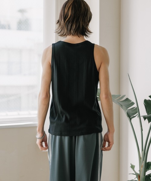 MILLER（ミラー）の「R.P.miller/ミラー Panel ribed tank top タンクトップ（タンクトップ・レディース・ホワイト/ミント/ホワイト×ブルー/ブラック/グレー・M/L/XL）」の17枚目の写真