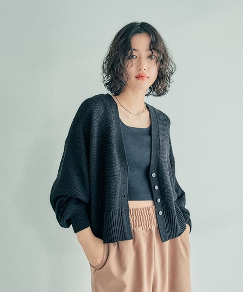 LEPSIM（レプシィム）の「5ゲージカノコライクVネックカーディガン　243178（カーディガン/ボレロ・レディース・イエロー系その他/ブラック/キナリ・FREE）」の2枚目の写真