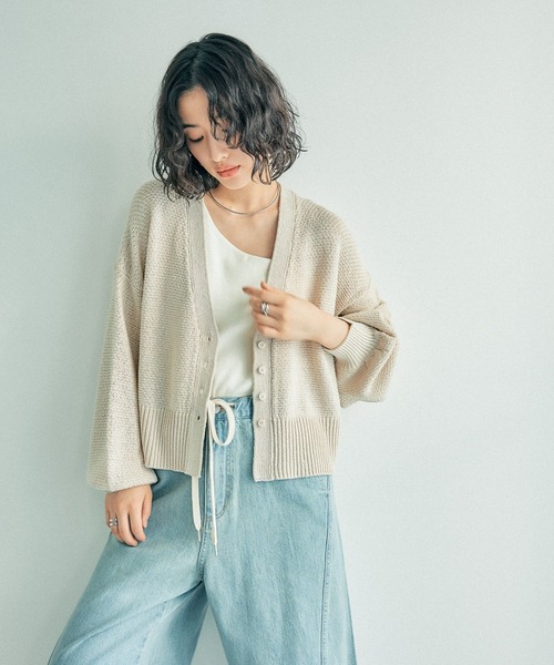 LEPSIM（レプシィム）の「5ゲージカノコライクVネックカーディガン　243178（カーディガン/ボレロ・レディース・イエロー系その他/ブラック/キナリ・FREE）」の5枚目の写真