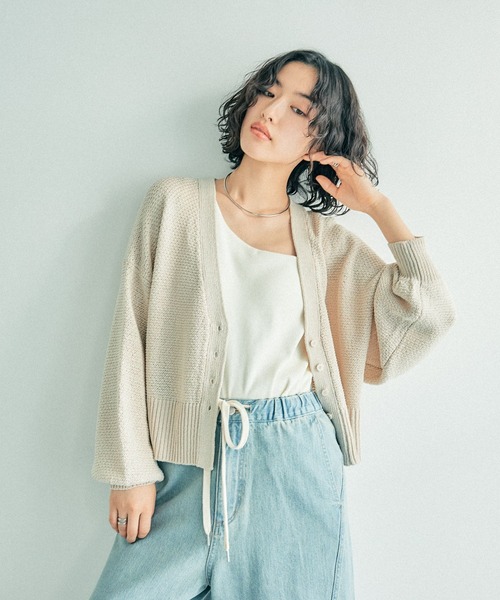 LEPSIM（レプシィム）の「5ゲージカノコライクVネックカーディガン　243178（カーディガン/ボレロ・レディース・イエロー系その他/ブラック/キナリ・FREE）」の6枚目の写真