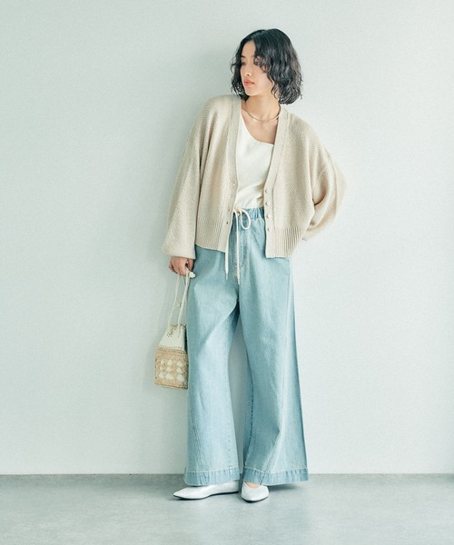 LEPSIM（レプシィム）の「5ゲージカノコライクVネックカーディガン　243178（カーディガン/ボレロ・レディース・イエロー系その他/ブラック/キナリ・FREE）」の8枚目の写真