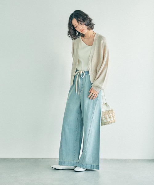 うーさん セール】5ゲージカノコライクVネックカーディガン 243178