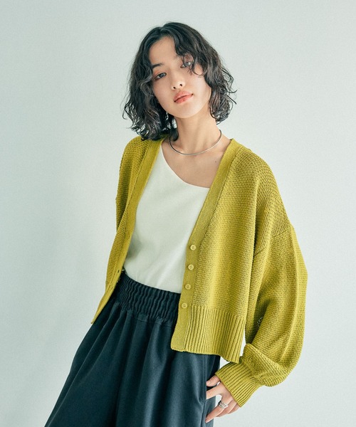 LEPSIM（レプシィム）の「5ゲージカノコライクVネックカーディガン　243178（カーディガン/ボレロ・レディース・イエロー系その他/ブラック/キナリ・FREE）」の18枚目の写真
