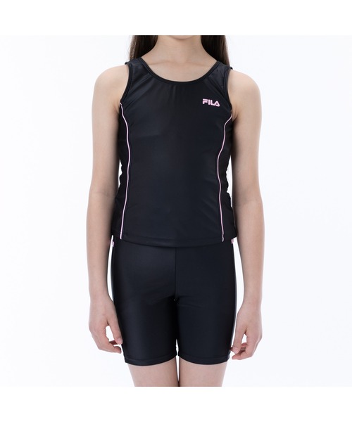 FILA(フィラ)の「FILA フィラ スクール水着 タンキニ UVカットワンポイントロゴ めくれ防止機能付き タンクトップ スパッツ セパレート水着 120~160cm(水着・キッズ・ネイビー×ホワイト/ネイビー系1/ブラック×パープル/ネイビー/ブラック×ブルー/ブラック・120cm/130cm/150cm/160cm/140cm)」の18枚目の写真