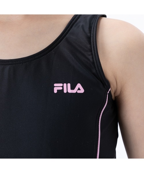 FILA(フィラ)の「FILA フィラ スクール水着 タンキニ UVカットワンポイントロゴ めくれ防止機能付き タンクトップ スパッツ セパレート水着 120~160cm(水着・キッズ・ネイビー×ホワイト/ネイビー系1/ブラック×パープル/ネイビー/ブラック×ブルー/ブラック・120cm/130cm/150cm/160cm/140cm)」の21枚目の写真
