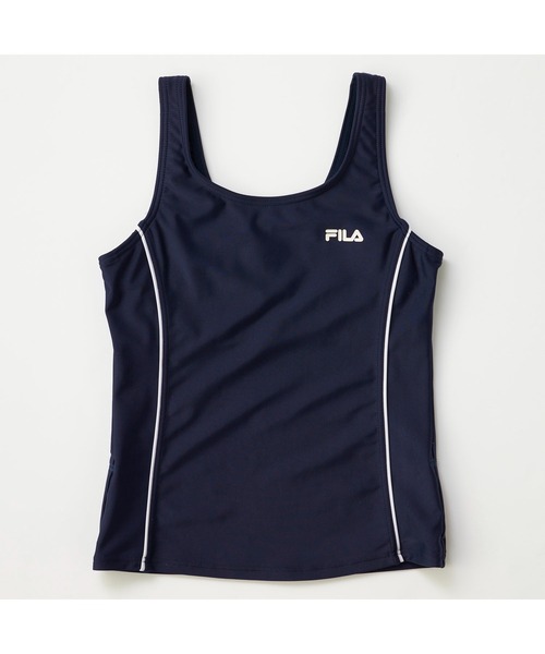 FILA(フィラ)の「FILA フィラ スクール水着 タンキニ UVカットワンポイントロゴ めくれ防止機能付き タンクトップ スパッツ セパレート水着 120~160cm(水着・キッズ・ネイビー×ホワイト/ネイビー系1/ブラック×パープル/ネイビー/ブラック×ブルー/ブラック・120cm/130cm/150cm/160cm/140cm)」の9枚目の写真