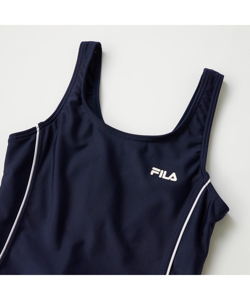 FILA(フィラ)の「FILA フィラ スクール水着 タンキニ UVカットワンポイントロゴ めくれ防止機能付き タンクトップ スパッツ セパレート水着 120~160cm(水着・キッズ・ネイビー×ホワイト/ネイビー系1/ブラック×パープル/ネイビー/ブラック×ブルー/ブラック・120cm/130cm/150cm/160cm/140cm)」の13枚目の写真