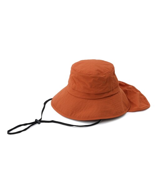 SHOO・LA・RUE（シューラルー）の「【撥水／UVカット】シェード付きポケッタブルハット【あご紐つき／サイズ調整】（ハット・レディース・オレンジ/ブラック/グレー/ナチュラル・00）」の4枚目の写真