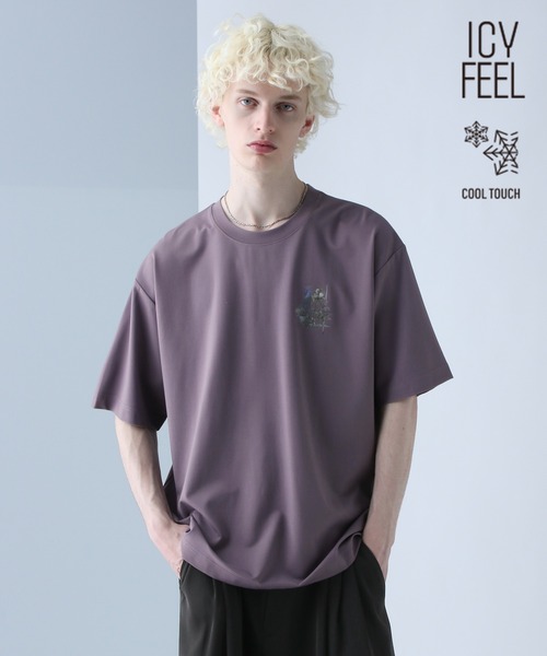 HARE（ハレ）の「【接触冷感】コラージュバックプリントカットSS(HARE)（Tシャツ/カットソー・メンズ・パープル/ブラウン/ホワイト/ブラック・SMALL/MEDIUM）」の4枚目の写真