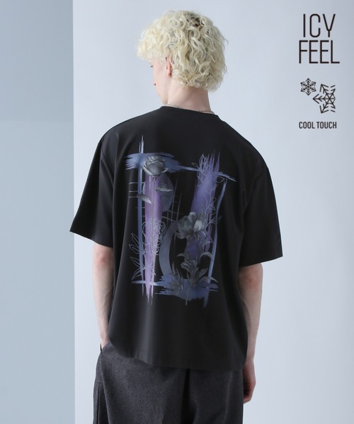 HARE（ハレ）の「【接触冷感】コラージュバックプリントカットSS(HARE)（Tシャツ/カットソー・メンズ・パープル/ブラウン/ホワイト/ブラック・SMALL/MEDIUM）」の2枚目の写真