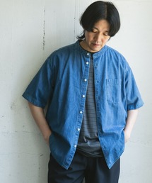 URBAN RESEARCH DOORS | リネン混 デニムバンドショートスリーブシャツ(シャツ/ブラウス)