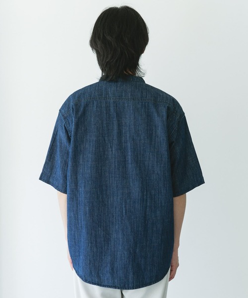 URBAN RESEARCH DOORS(アーバンリサーチドアーズ)の「リネン混 デニムバンドショートスリーブシャツ(シャツ/ブラウス・メンズ・ワンウォッシュ/ブルー系その他・MEDIUM/LARGE)」の6枚目の写真