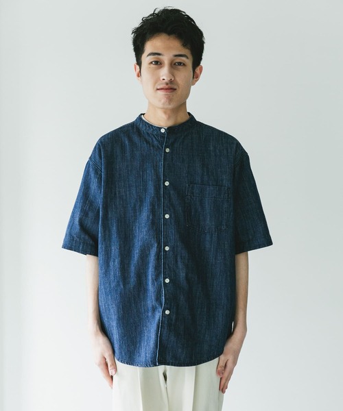 URBAN RESEARCH DOORS(アーバンリサーチドアーズ)の「リネン混 デニムバンドショートスリーブシャツ(シャツ/ブラウス・メンズ・ワンウォッシュ/ブルー系その他・MEDIUM/LARGE)」の7枚目の写真