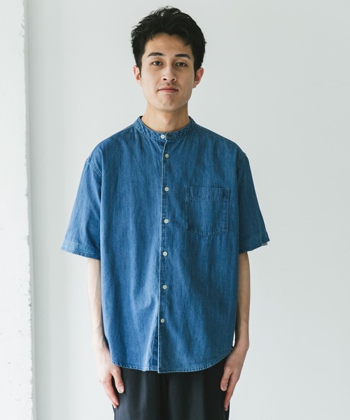 URBAN RESEARCH DOORS(アーバンリサーチドアーズ)の「リネン混 デニムバンドショートスリーブシャツ(シャツ/ブラウス・メンズ・ワンウォッシュ/ブルー系その他・MEDIUM/LARGE)」の13枚目の写真