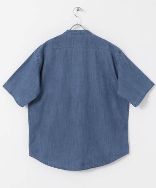 セール】リネン混 デニムバンドショートスリーブシャツ（シャツ
